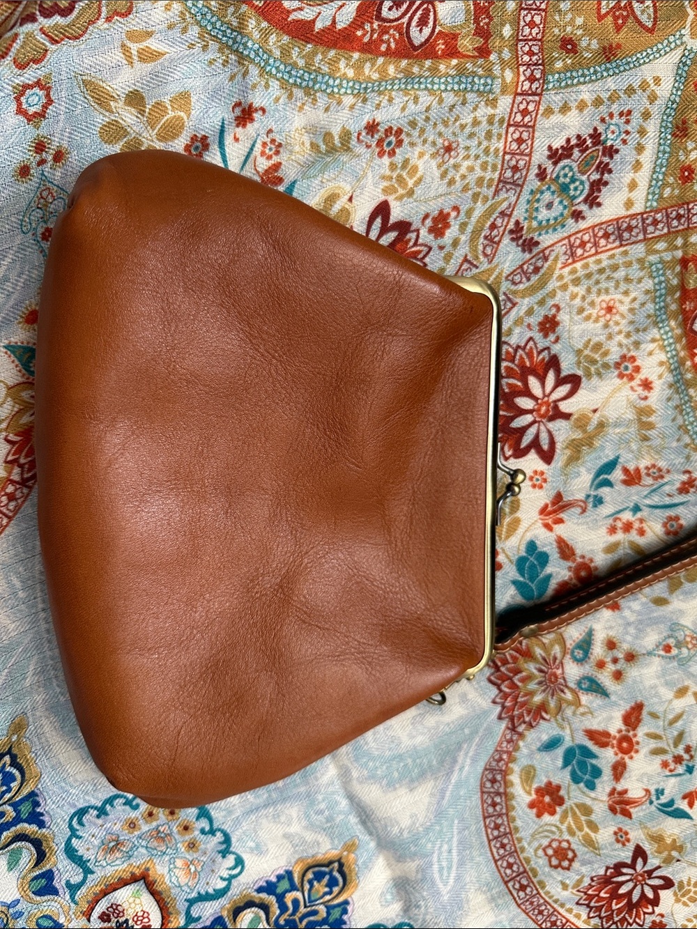Tan Leather Wristlet Clutch - Picture 2 of 7